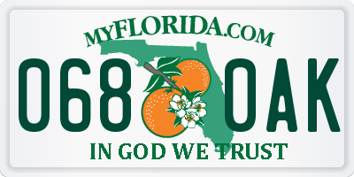 FL license plate 0680AK