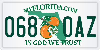 FL license plate 0680AZ