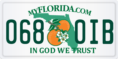 FL license plate 0680IB