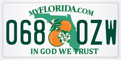 FL license plate 0680ZW