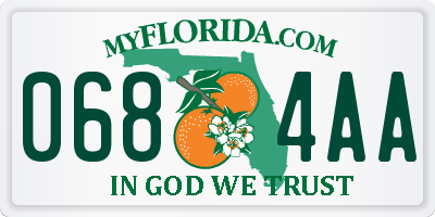 FL license plate 0684AA