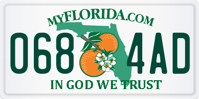 FL license plate 0684AD