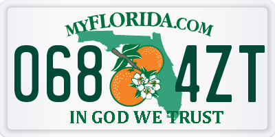 FL license plate 0684ZT