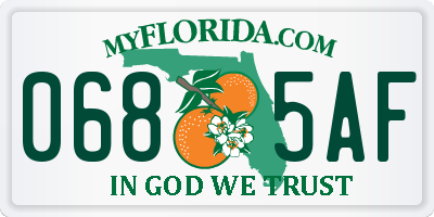 FL license plate 0685AF