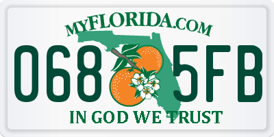 FL license plate 0685FB