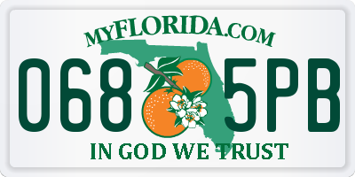 FL license plate 0685PB