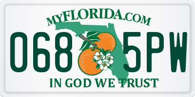 FL license plate 0685PW