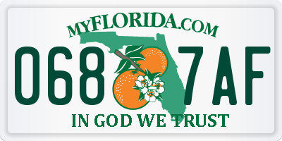 FL license plate 0687AF