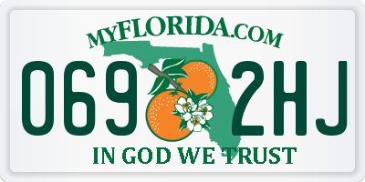 FL license plate 0692HJ