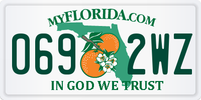 FL license plate 0692WZ