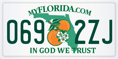 FL license plate 0692ZJ