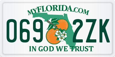 FL license plate 0692ZK
