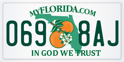 FL license plate 0698AJ