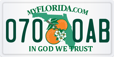 FL license plate 0700AB