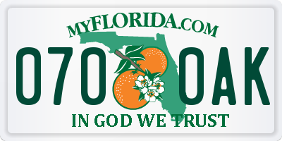 FL license plate 0700AK