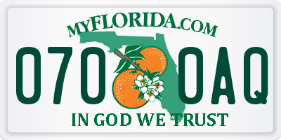 FL license plate 0700AQ