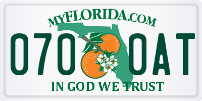 FL license plate 0700AT