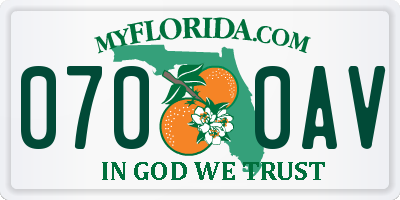 FL license plate 0700AV