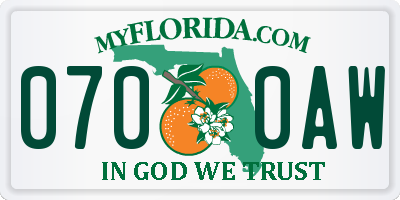 FL license plate 0700AW