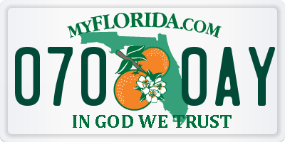 FL license plate 0700AY