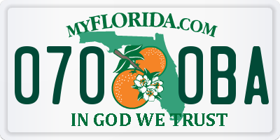 FL license plate 0700BA