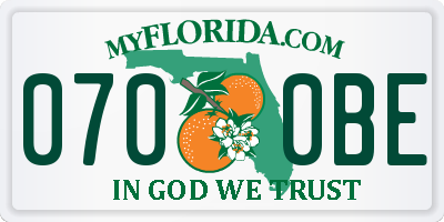 FL license plate 0700BE