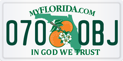 FL license plate 0700BJ