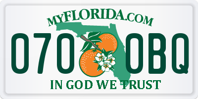 FL license plate 0700BQ