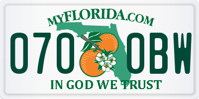 FL license plate 0700BW