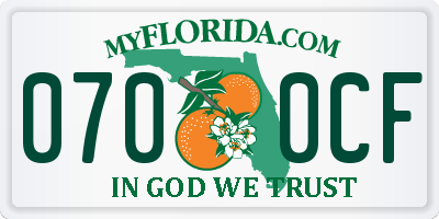 FL license plate 0700CF