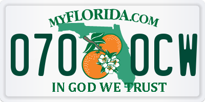FL license plate 0700CW