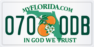 FL license plate 0700DB