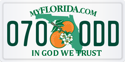 FL license plate 0700DD
