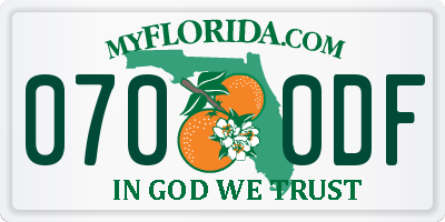 FL license plate 0700DF