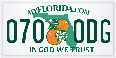FL license plate 0700DG