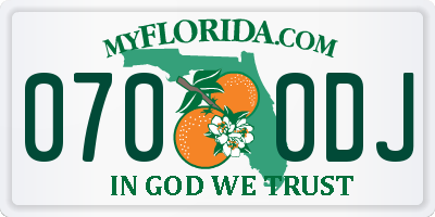 FL license plate 0700DJ