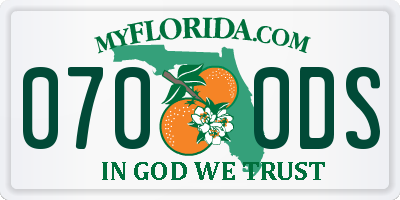 FL license plate 0700DS