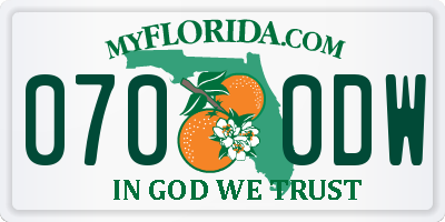 FL license plate 0700DW