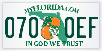 FL license plate 0700EF