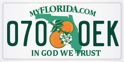 FL license plate 0700EK