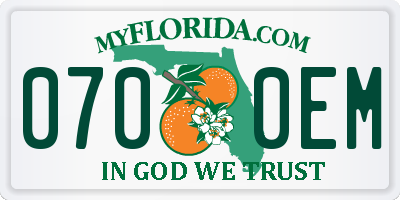 FL license plate 0700EM