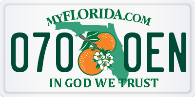 FL license plate 0700EN