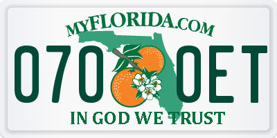 FL license plate 0700ET