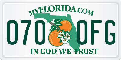 FL license plate 0700FG