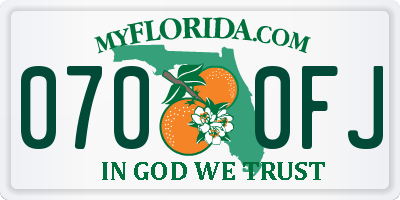 FL license plate 0700FJ
