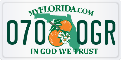 FL license plate 0700GR