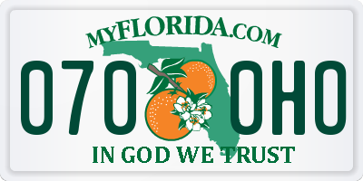 FL license plate 0700HO