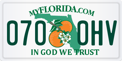 FL license plate 0700HV
