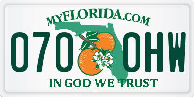 FL license plate 0700HW
