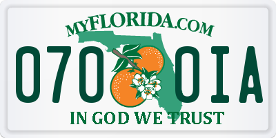 FL license plate 0700IA